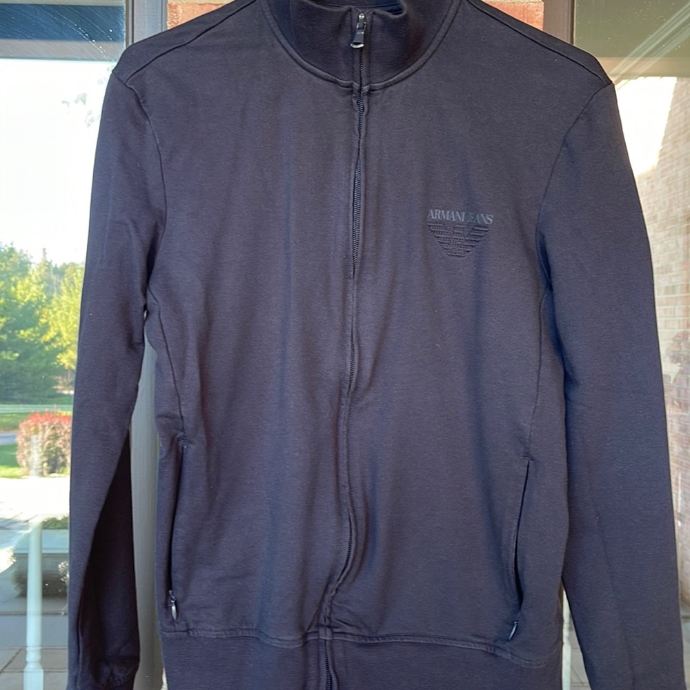 BLACK ARMANI JEANS ZIP SWEATSHIRT